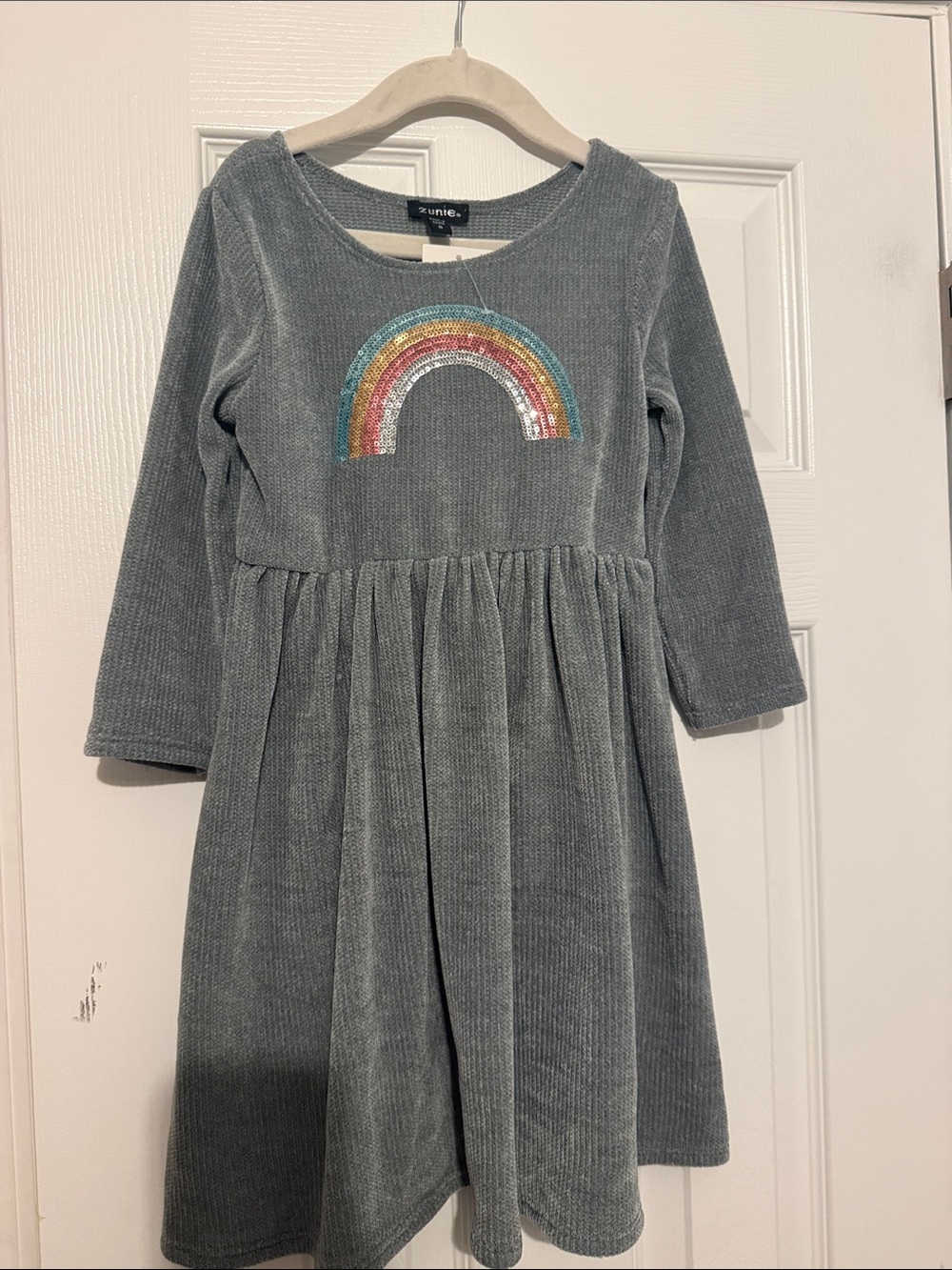 Zunie Girls' Sage   Dress with Rainbow Sequin